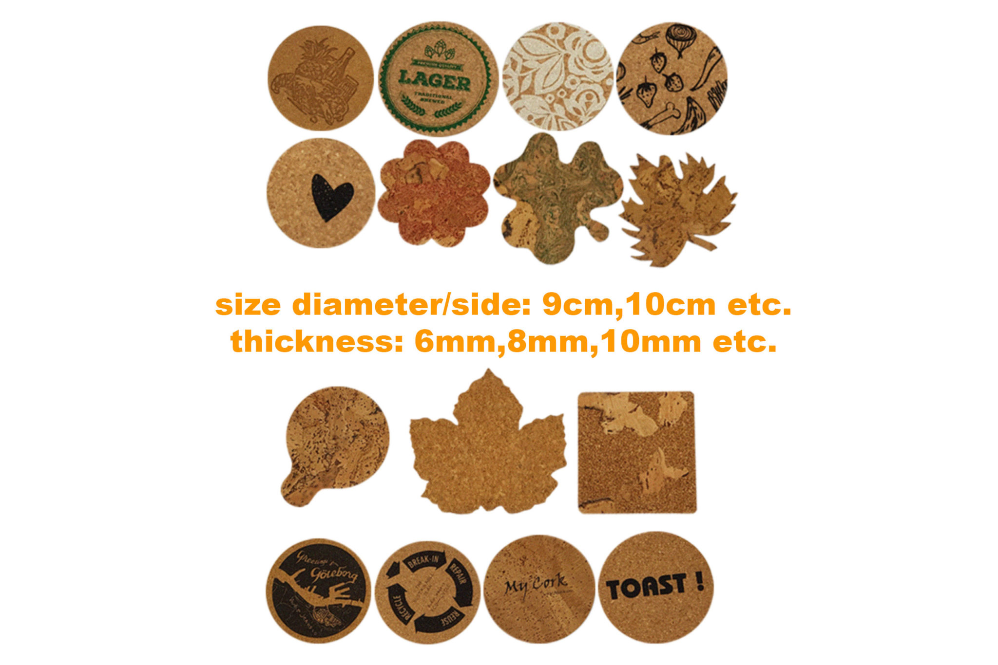 All kinds of shapes of Cork Coasters Portuguese cork by Corkcho